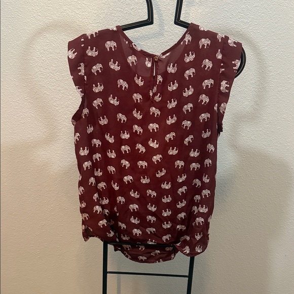 Persaya Maroon Elephant Print Blouse - Picture 6 of 6